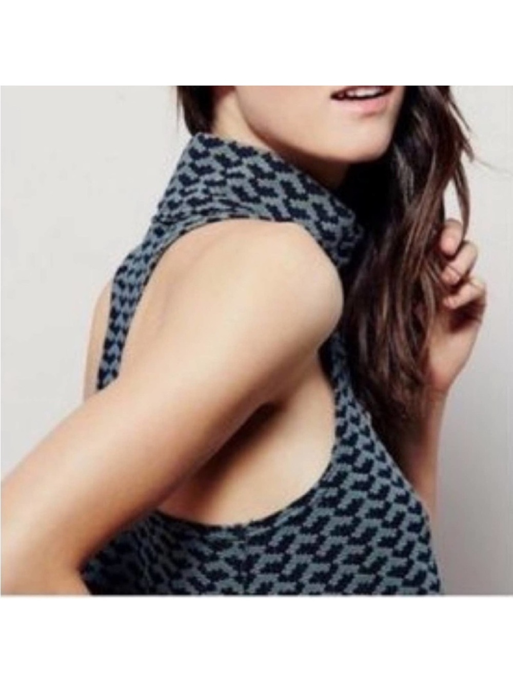 FREE PEOPLE Ski Slope Racerback Tank Top Navy XS